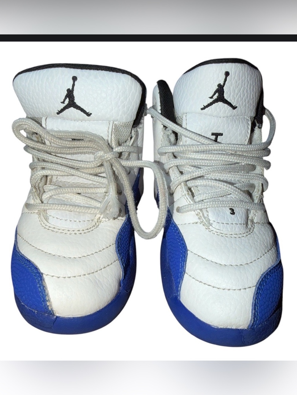 🔥 Jordan 12 Retro White Black Royal Blue 151186-140 Unisex Kid’s Size 11C 🔥 - Picture 2 of 7